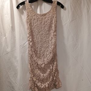 M tan bodycon dress with tan lace